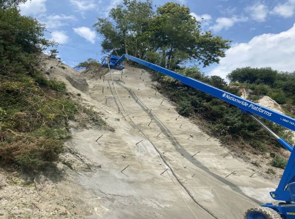 Land slip works at the Eden Project St Austell Cornwall