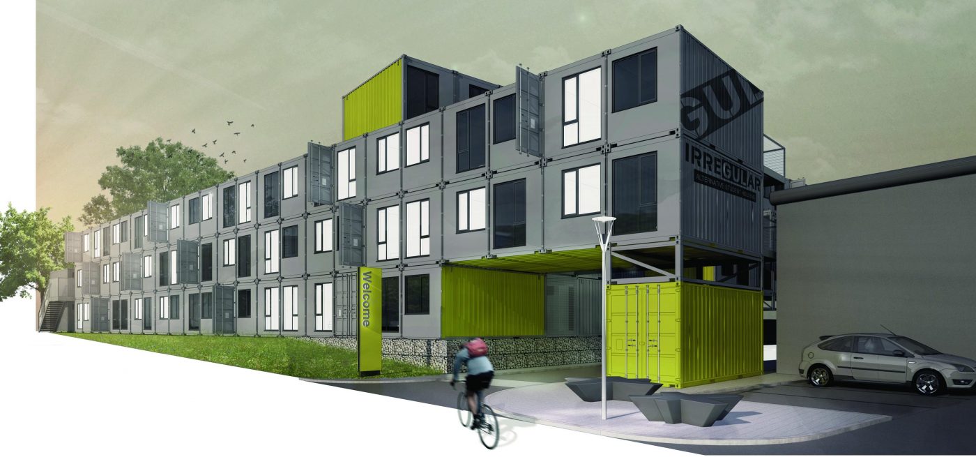 Shipping container student accommodation Penryn Cornwall