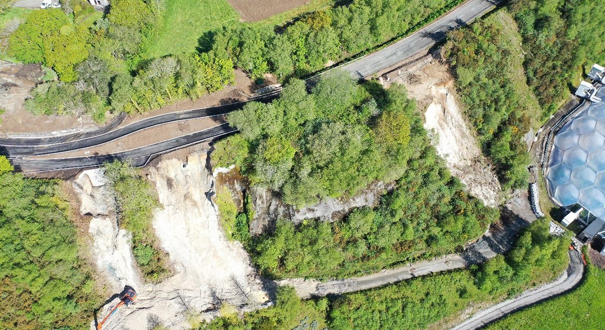 Land slip works at the Eden Project St Austell Cornwall